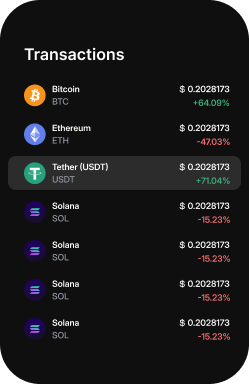 Transactions panel